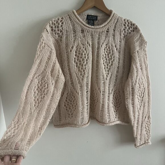 Limited Y2K Mohair Open Knit Crop Sweater S Oversized Boxy Soft Girl Grunge 90s - Picture 8 of 9